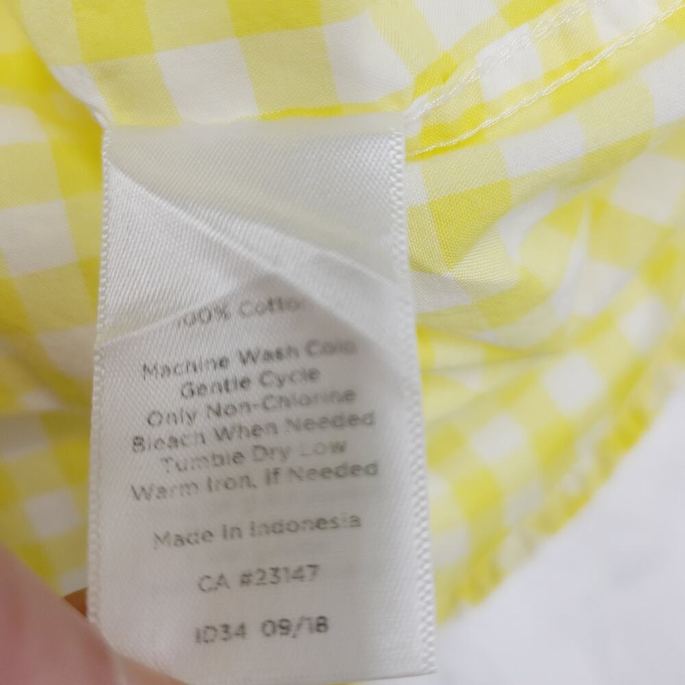 Talbots Yellow Gingham Blouse XLP Cotton Top Petite Plus Button Front Preppy - Picture 10 of 10